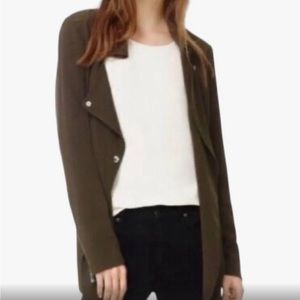 Aritzia Wilfred Mayet Moto Jacket Japanese Crepe Blazer in Olive Grey - Sz M